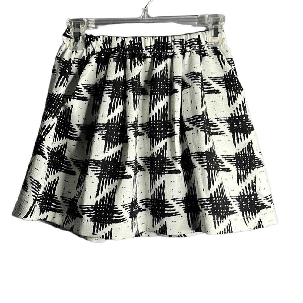 Lush Black White Checkered Full Mini Skirt Small